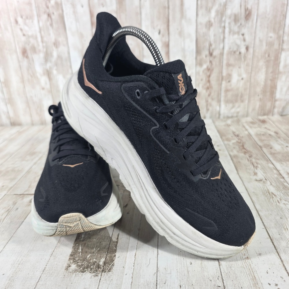Hoka Clifton 10 Black Rose Gold Running Shoes Womens 9B 1162031-BRGL Sneaker - Picture 6 of 8